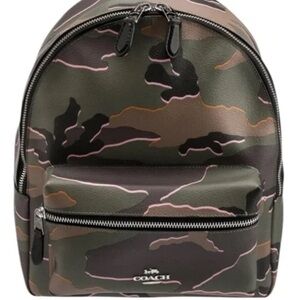 Coach Men's Green and Brown Camouflage Backpack